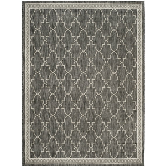 SAFAVIEH Courtyard Zavier Geometric Indoor/Outdoor Area Rug, Black/Beige, 9' x 12'