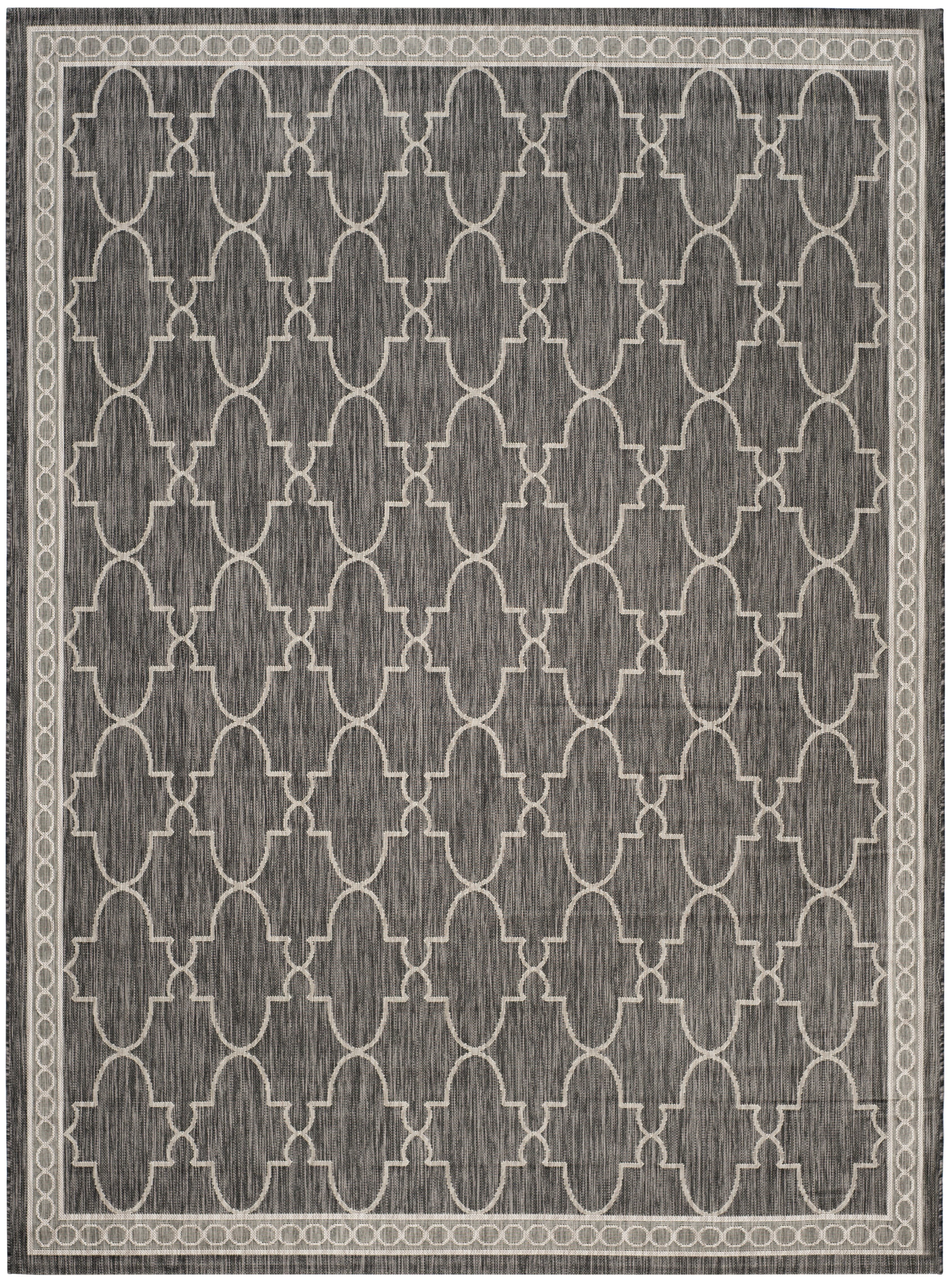 SAFAVIEH Courtyard Zavier Geometric Indoor/Outdoor Area Rug, Black/Beige, 9' x 12'