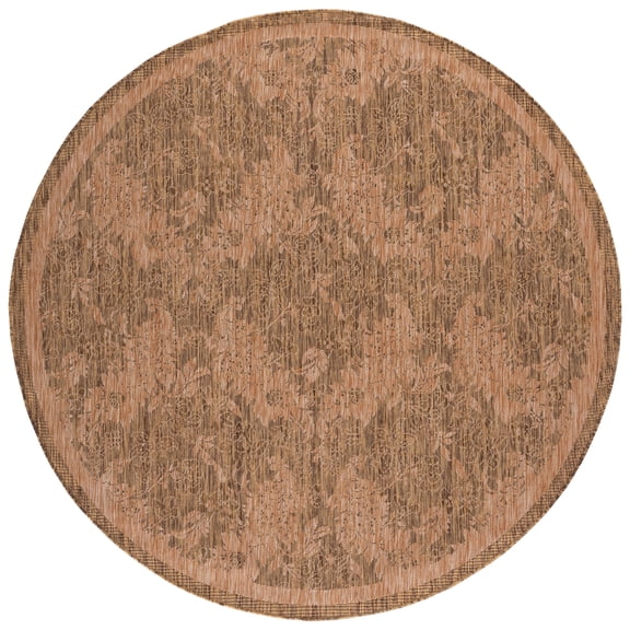 SAFAVIEH Courtyard Zowie Geometric Indoor/Outdoor Area Rug, Gold/Natural, 6'7" x 6'7" Round