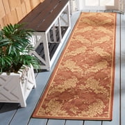 Safavieh Courtyard Zowie Geometric Indoor/Outdoor Runner Rug, Brick Red/Natural, 2'3" x 6'7"