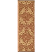 SAFAVIEH Courtyard Zowie Geometric Indoor/Outdoor Runner Rug, Brick Red/Natural, 2'3" x 6'7"
