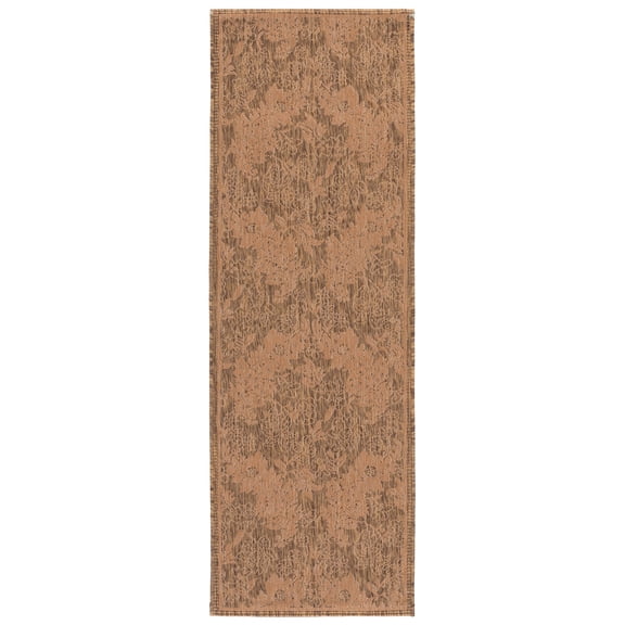 SAFAVIEH Courtyard Zowie Geometric Indoor/Outdoor Runner Rug, Gold/Natural, 2'3" x 6'7"