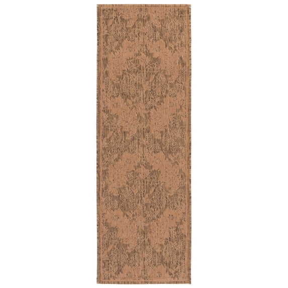 SAFAVIEH Courtyard Zowie Geometric Indoor/Outdoor Runner Rug, Gold/Natural, 2'3" x 6'7"