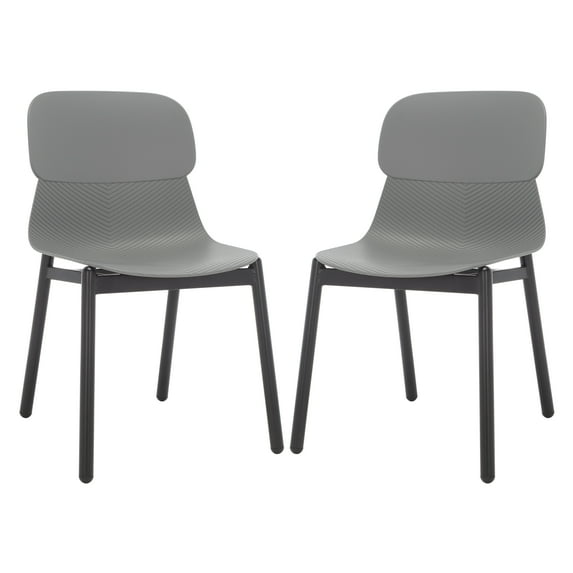 SAFAVIEH Couture Abbie Classic PP Solid Dining Side Chair, Grey/Black (Set of 2)