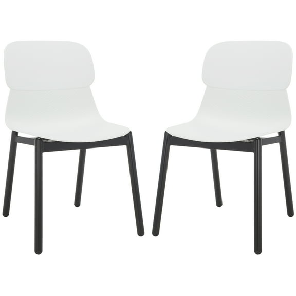 SAFAVIEH Couture Abbie Classic PP Solid Dining Side Chair, White/Black (Set of 2)