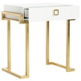 thumbnail image 1 of SAFAVIEH Couture Abele Modern Glam Lacquer Side Table with Drawer, White/Brass, 1 of 8