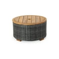 thumbnail image 1 of SAFAVIEH Couture Anguilla Outdoor Patio Round Wicker Coffee Table with Storage, Dark Grey, 1 of 7