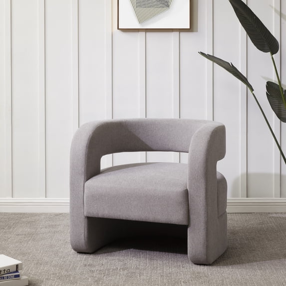 SAFAVIEH Couture Anissa Modern Linen Solid Accent Chair, Light Grey