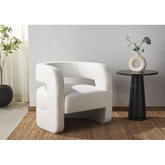 SAFAVIEH Couture Anissa Modern Linen Solid Accent Chair, White