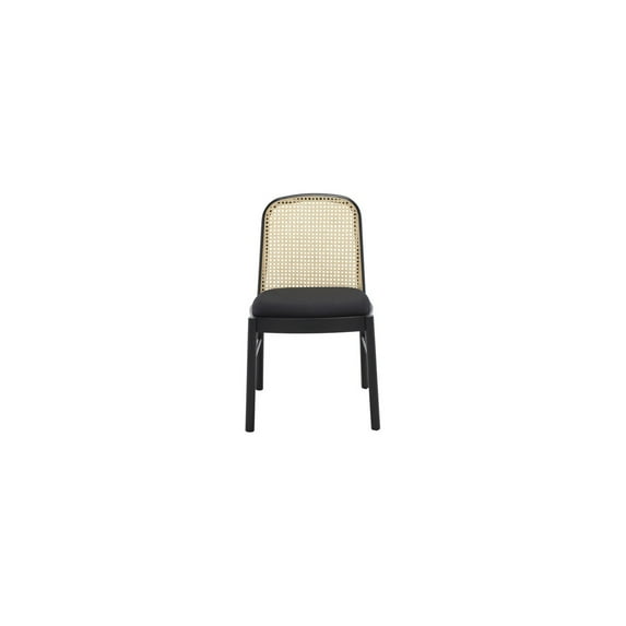 SAFAVIEH Couture Annmarie Contemporary Linen Solid Dining Chair, Black/Natural (Set of 2)