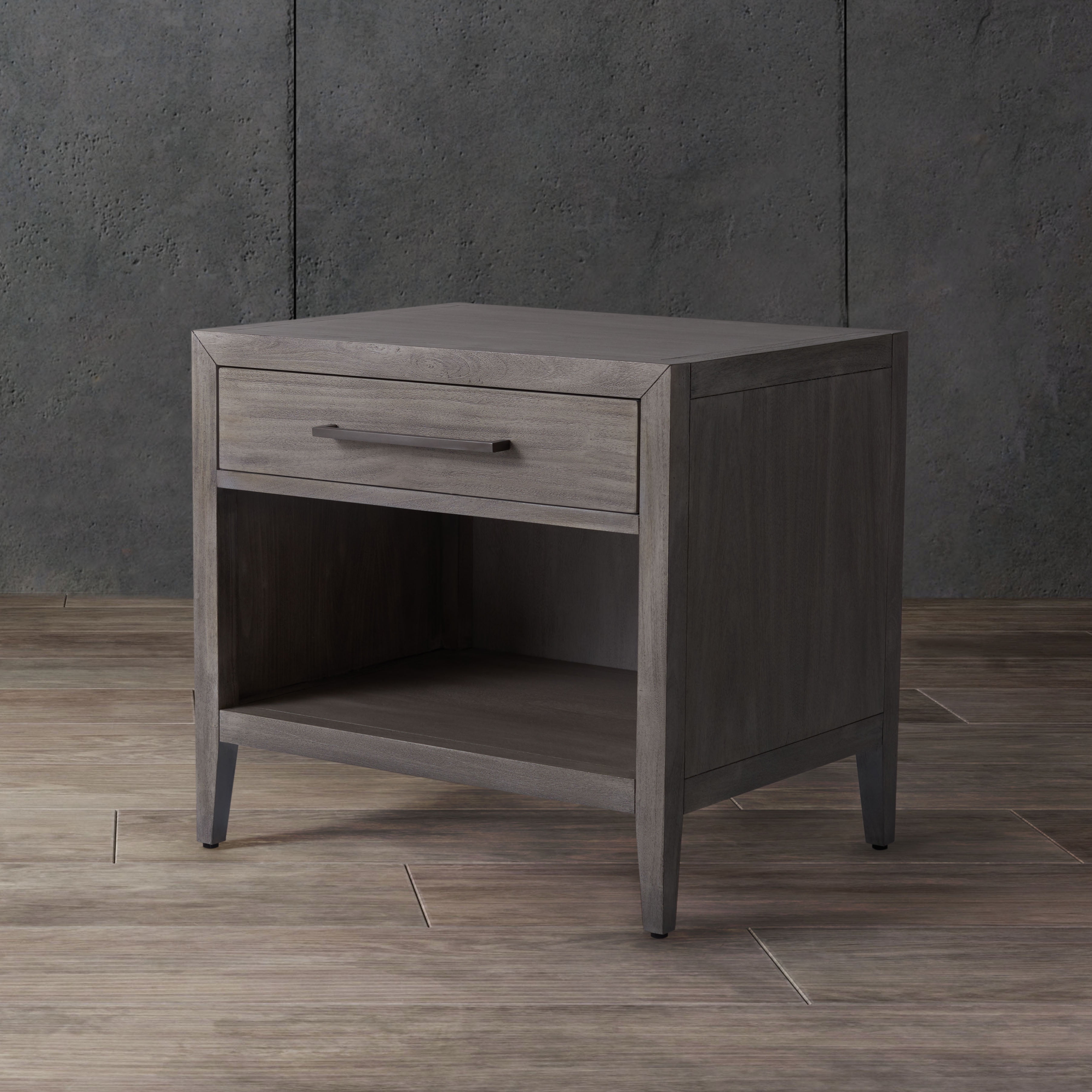 Ariella Light Gray Mahogany 1-Drawer Nightstand