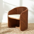 thumbnail image 1 of SAFAVIEH Couture Barnette Modern Rattan Pole Solid Accent Chair, Amber/Beige, 1 of 13