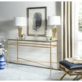 thumbnail image 1 of SAFAVIEH Couture Baumgarten Antique Metal Console Table, Gold/Glass, 1 of 9