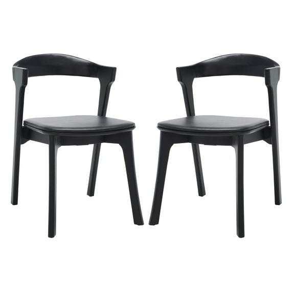 SAFAVIEH Couture Brylie Modern Leather Solid Dining Bistro Chair, Black (Set of 2)