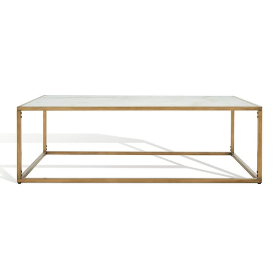 SAFAVIEH Couture Brynna Glam Marble Coffee Table, White/Bronze
