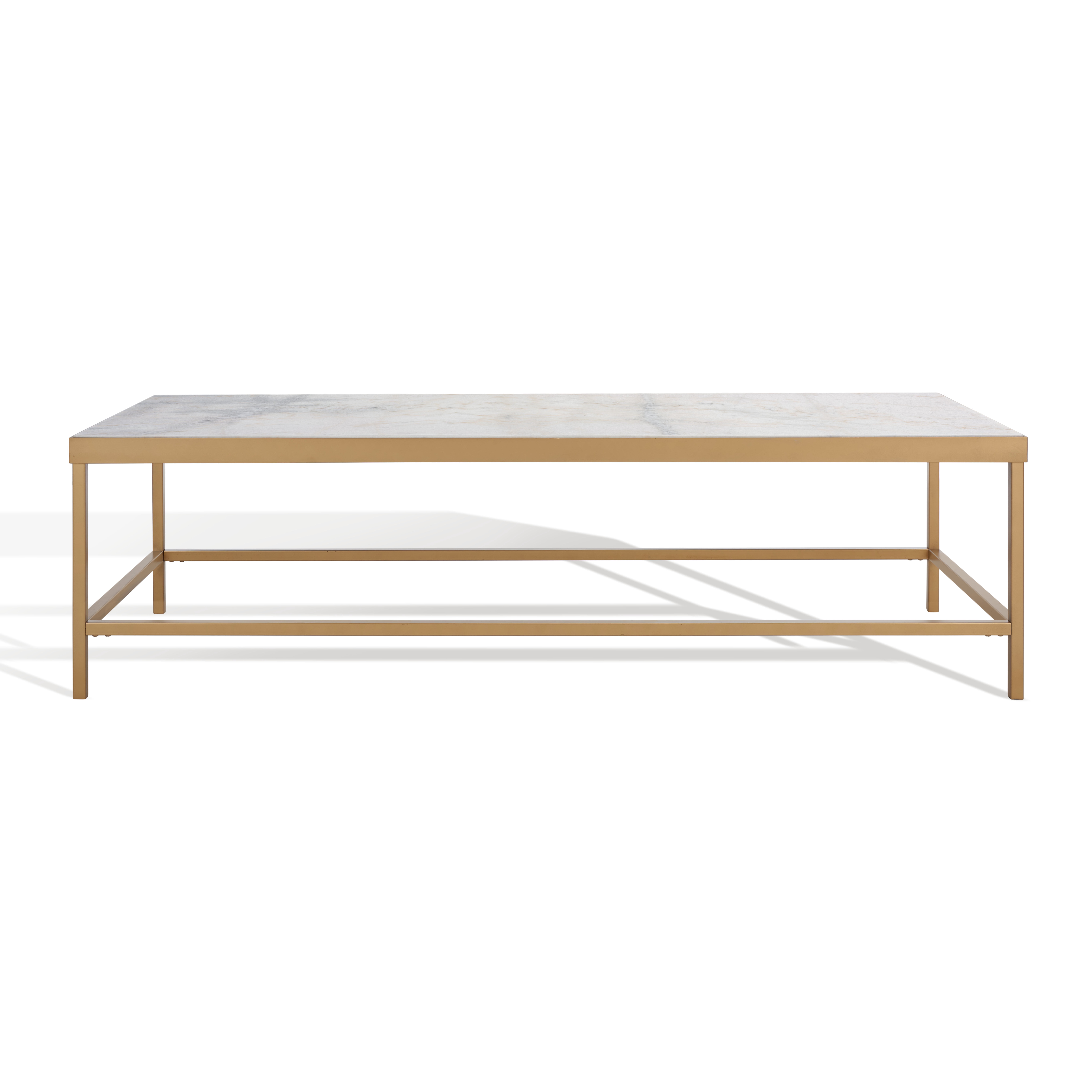 SAFAVIEH Couture Caralyn Contemporary Marble Coffee Table, White/Brass