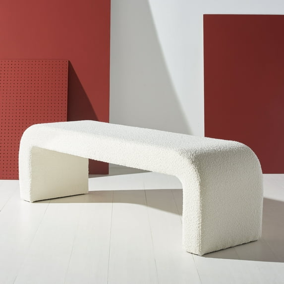 SAFAVIEH Couture Caralynn Collection Pinewood Modern Bench, Ivory