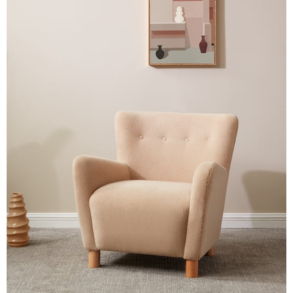 SAFAVIEH Couture Carey Modern Faux Shearling Solid Accent Chair, Tan