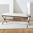 thumbnail image 1 of SAFAVIEH Couture Carmelo Solid Linen Contemporary Bench, Beige/Black, 1 of 11
