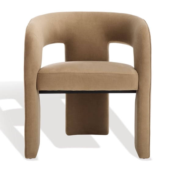 SAFAVIEH Couture Catharia Contemporary Velvet Solid Dining Armchair, Brown