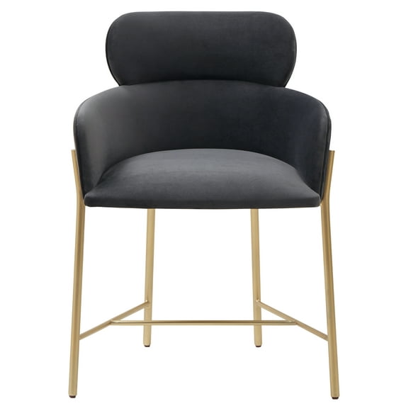 SAFAVIEH Couture Charlize Classic Velvet Solid Dining Armchair, Dark Grey/Gold