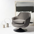 thumbnail image 1 of SAFAVIEH Couture Citine Modern Velvet Solid Swivel Accent Chair, Dark Grey/Black, 1 of 11