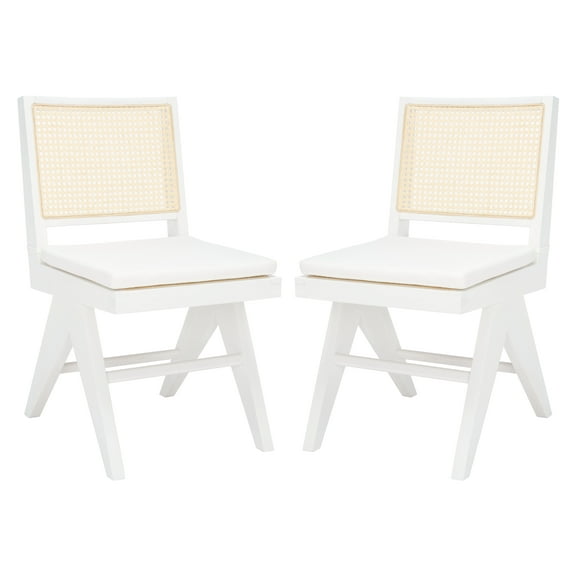 SAFAVIEH Couture Colette Modern Linen Solid Dining Side Chair, White/Natural (Set of 2)