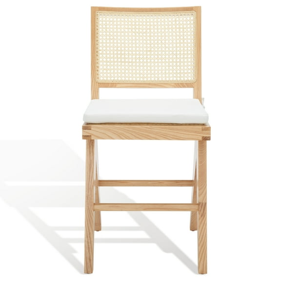 SAFAVIEH Couture Colette Square Mid Back Counter Stool, Natural