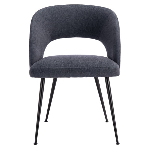 SAFAVIEH Couture Cromwell Mid-Century Polyester Solid Dining Side Chair, Navy/Black