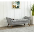 thumbnail image 1 of SAFAVIEH Couture Damian Solid Tufted Linen Contemporary Bench, Light Grey, 1 of 10