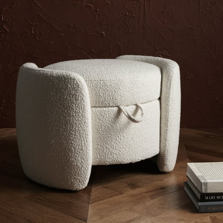 SAFAVIEH Couture Danianna Modern Boucle Ottoman with Storage, Ivory