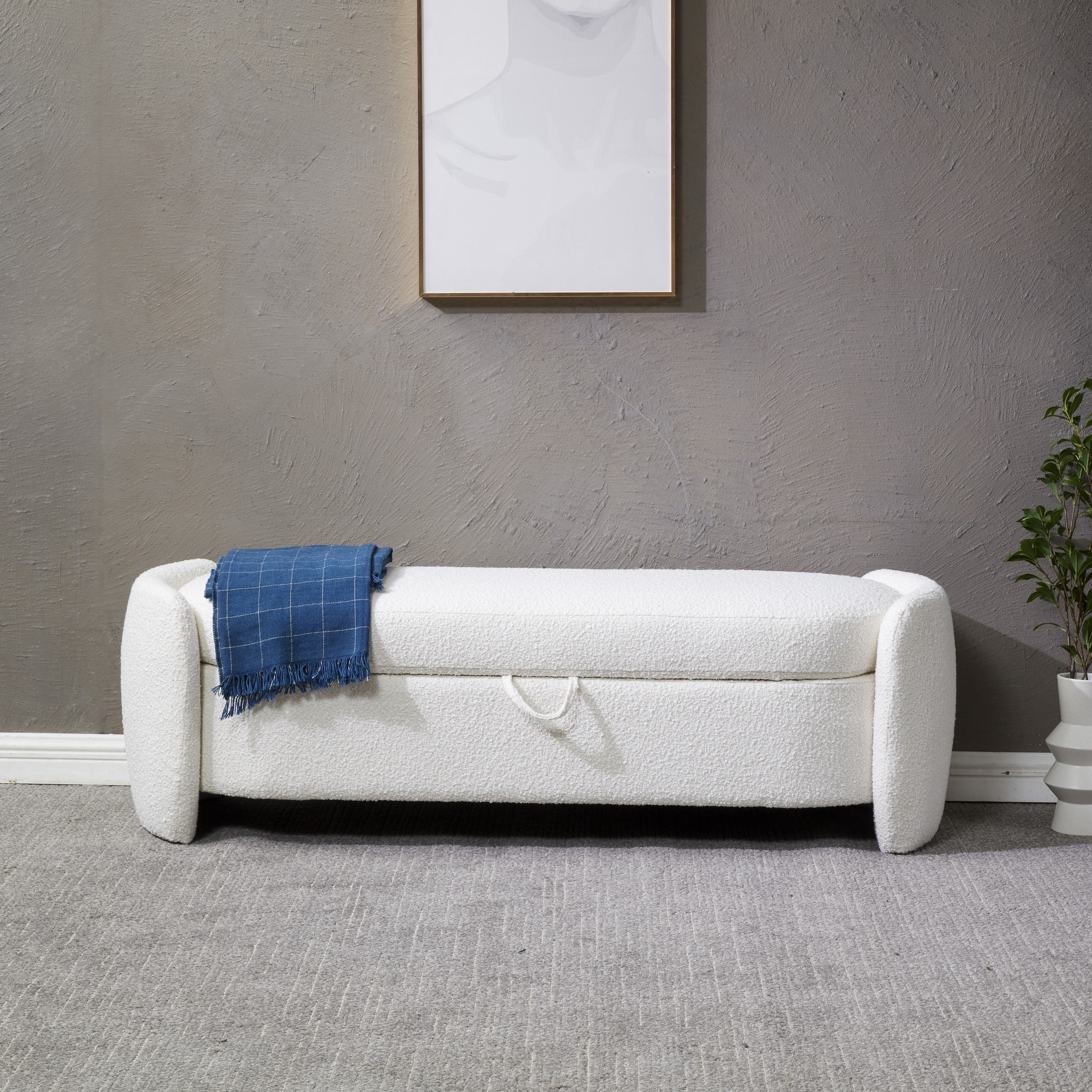 Danianna Ivory Boucle 60'' Upholstered Bedroom Storage Bench