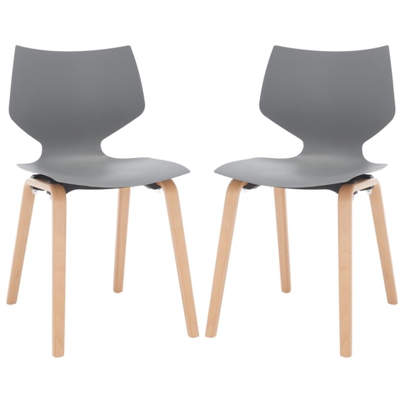 SAFAVIEH Couture Darnel Natural PP Solid Dining Side Chair, Grey/Natural (Set of 2)