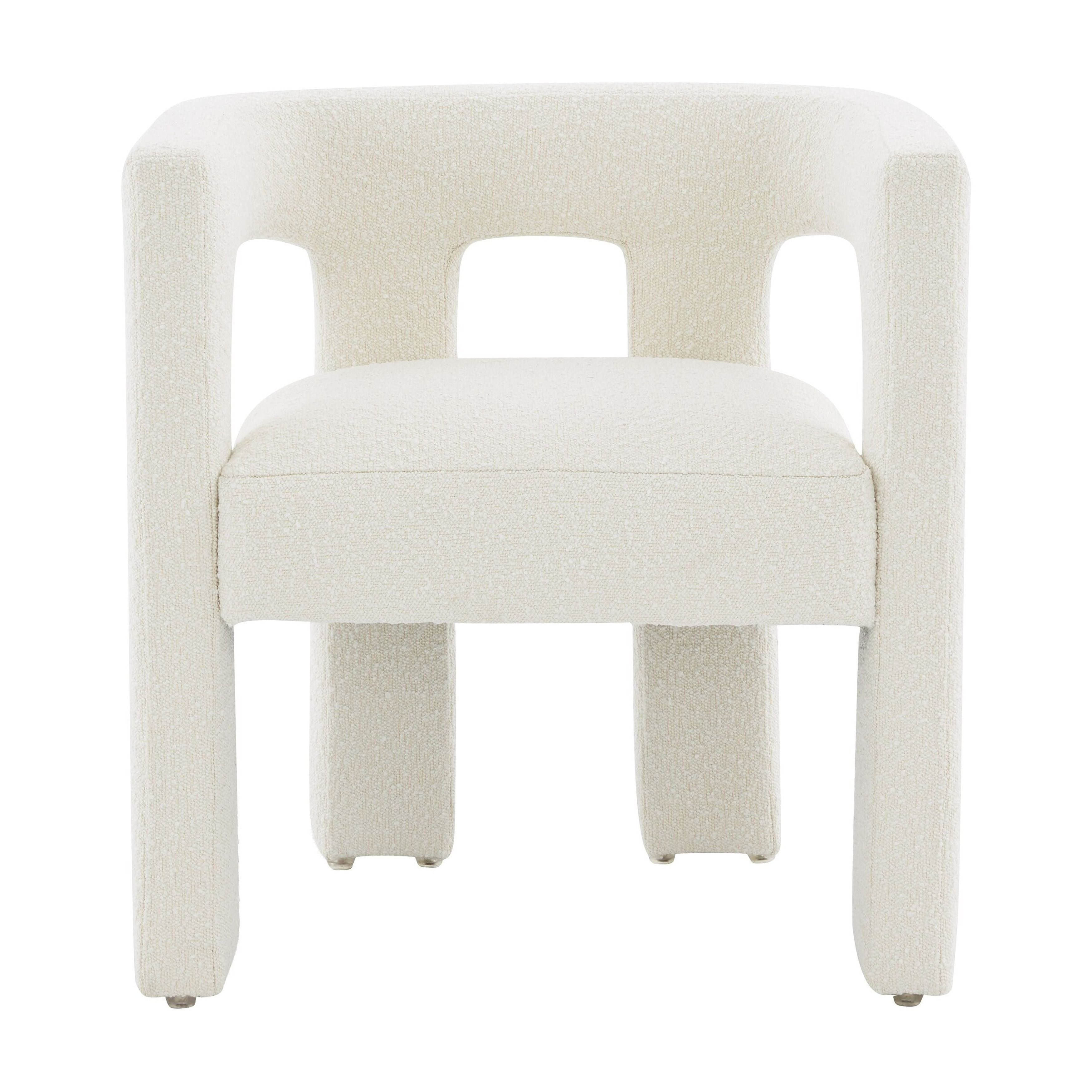 Deandre Ivory Velvet Boucle Upholstered Dining Chair