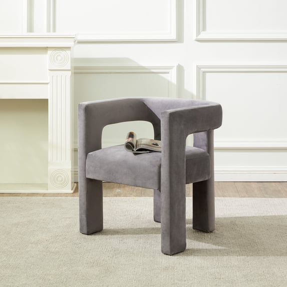SAFAVIEH Couture Deandre Contemporary Velvet Solid Dining Chair, Slate Grey
