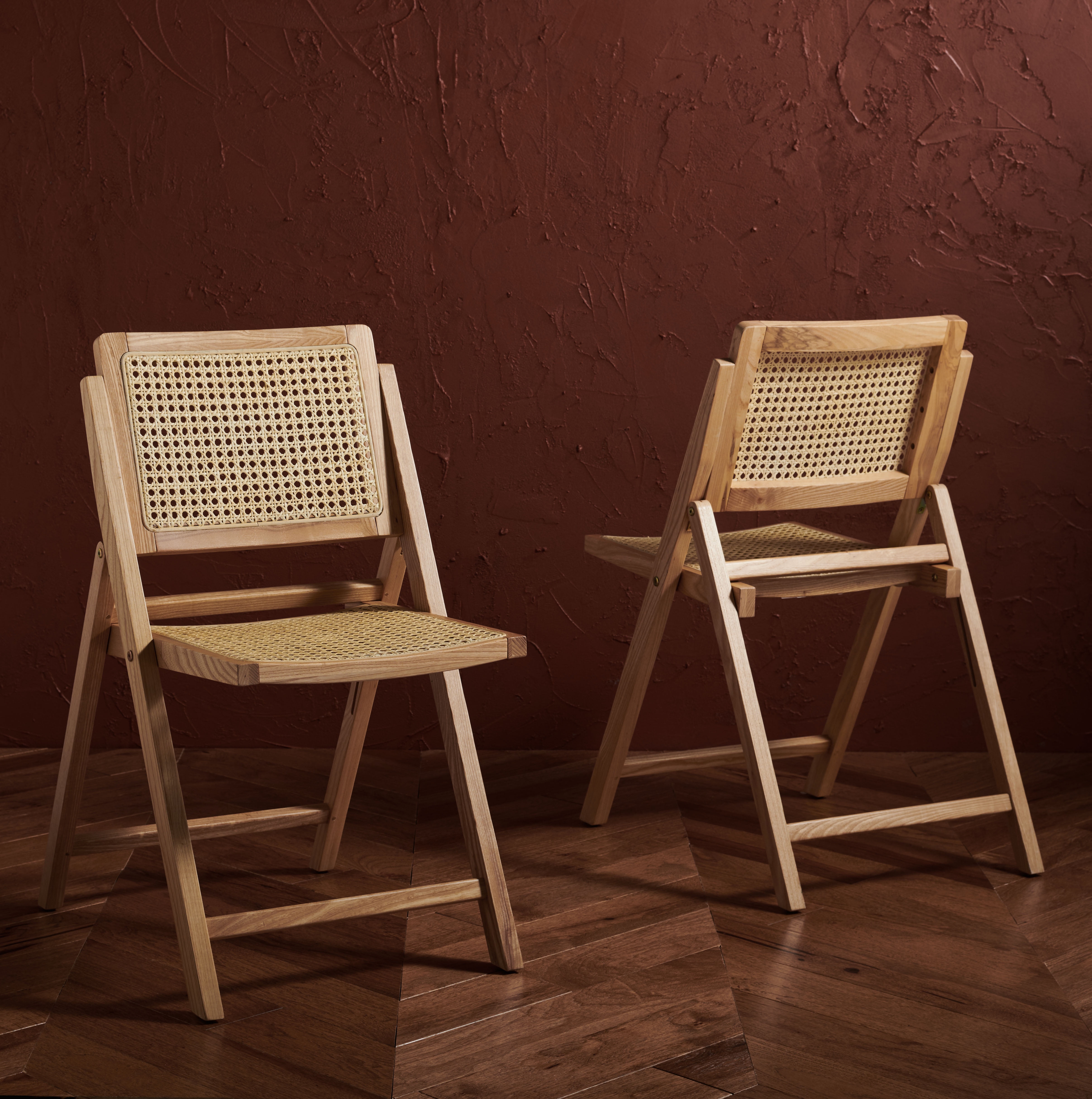 Desiree Natural Ash Wood and Rattan Folding Dining Chair