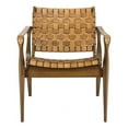 thumbnail image 1 of SAFAVIEH Couture Dilan Modern Leather Solid Safari Chair, Brown/Light Brown, 1 of 9