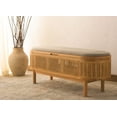 thumbnail image 1 of SAFAVIEH Couture Dolly Solid Linen Modern Bench with Storage, Natural/Grey, 1 of 15