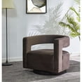 thumbnail image 1 of SAFAVIEH Couture Edgar Modern Velvet Solid Swivel Armchair, Dark Brown, 1 of 6