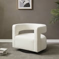 thumbnail image 1 of SAFAVIEH Couture Edgar Modern Velvet Solid Swivel Armchair, Ivory/Black, 1 of 7