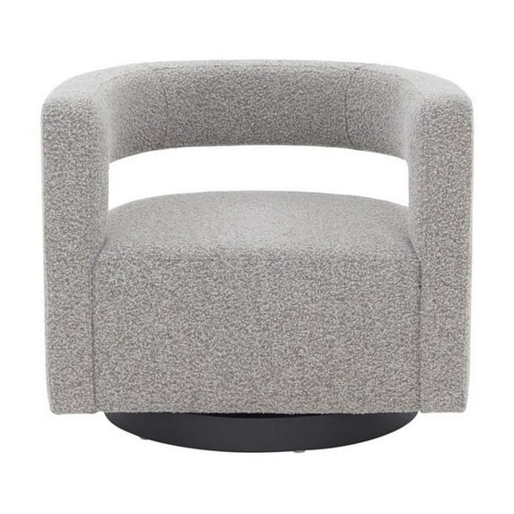 SAFAVIEH Couture Edgar Modern Velvet Solid Swivel Armchair, Light Grey/Black