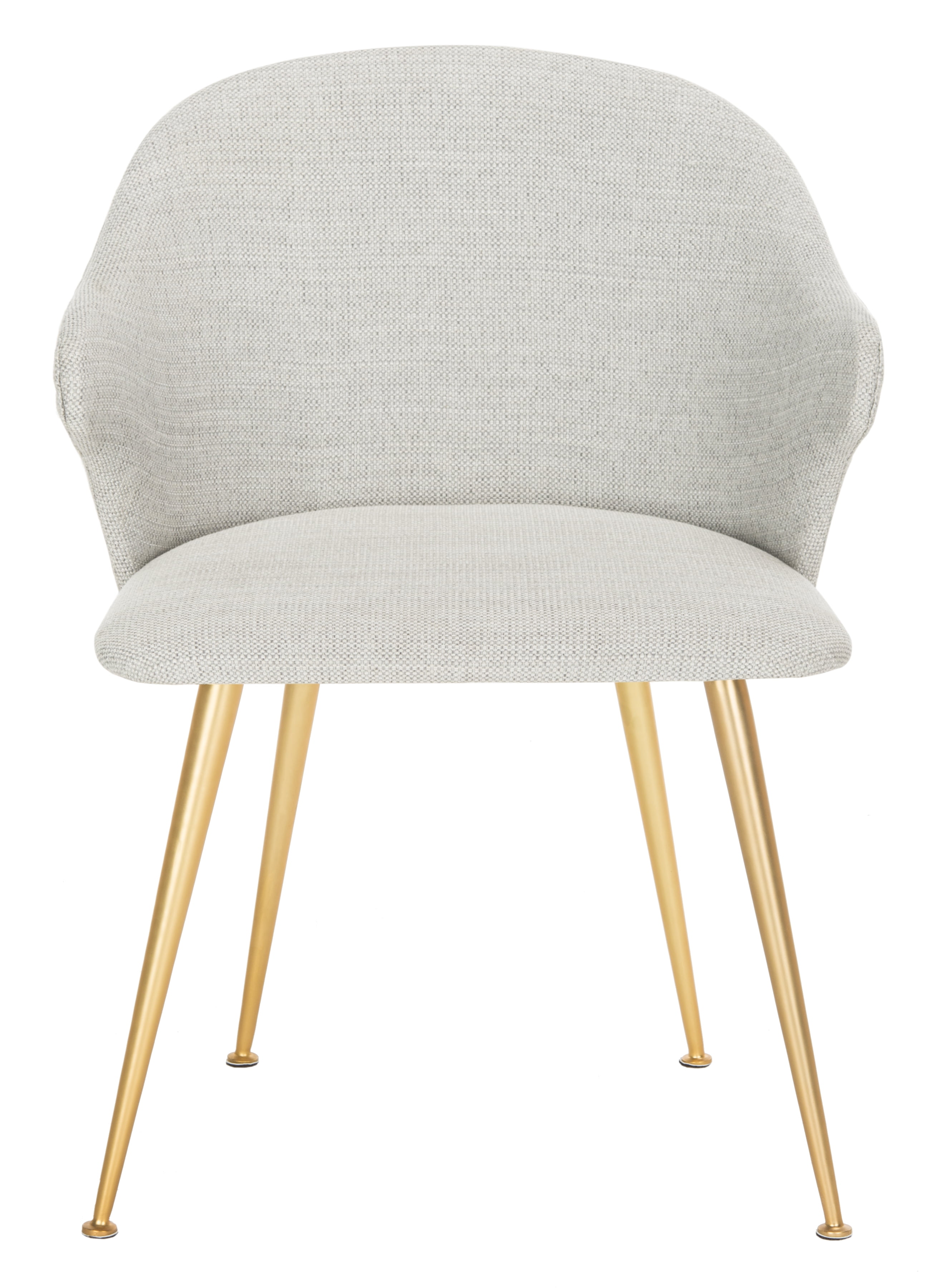 Edmond Transitional Linen Blend Light Grey Arm Chair with Gold Capped Legs