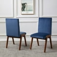 thumbnail image 1 of SAFAVIEH Couture Forrest Contemporary Velvet Solid Dining Chair, Navy/Dark Walnut (Set of 2), 1 of 12