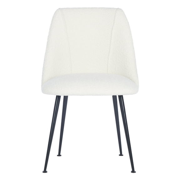 SAFAVIEH Couture Foster Classic Polyester Acrylic Solid Dining Side Chair, Ivory/Black