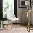 thumbnail image 1 of SAFAVIEH Couture Foster Scandinavian Glam Upholstered Side Chair, Light Grey/Brass, 1 of 9
