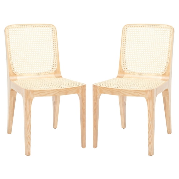 SAFAVIEH Couture Frank Natural Rattan Solid Dining Side Chair, Natural (Set of 2)