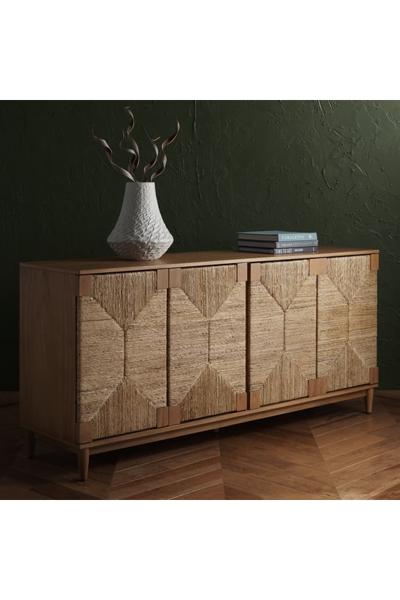 Couture Glam Credenzas & Sideboards, Mahogany Wood/MDF Off-White, 2-shelves