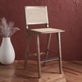 thumbnail image 1 of SAFAVIEH Couture Hattie Square Mid Back Bar Stool, Walnut/Natural, 1 of 13