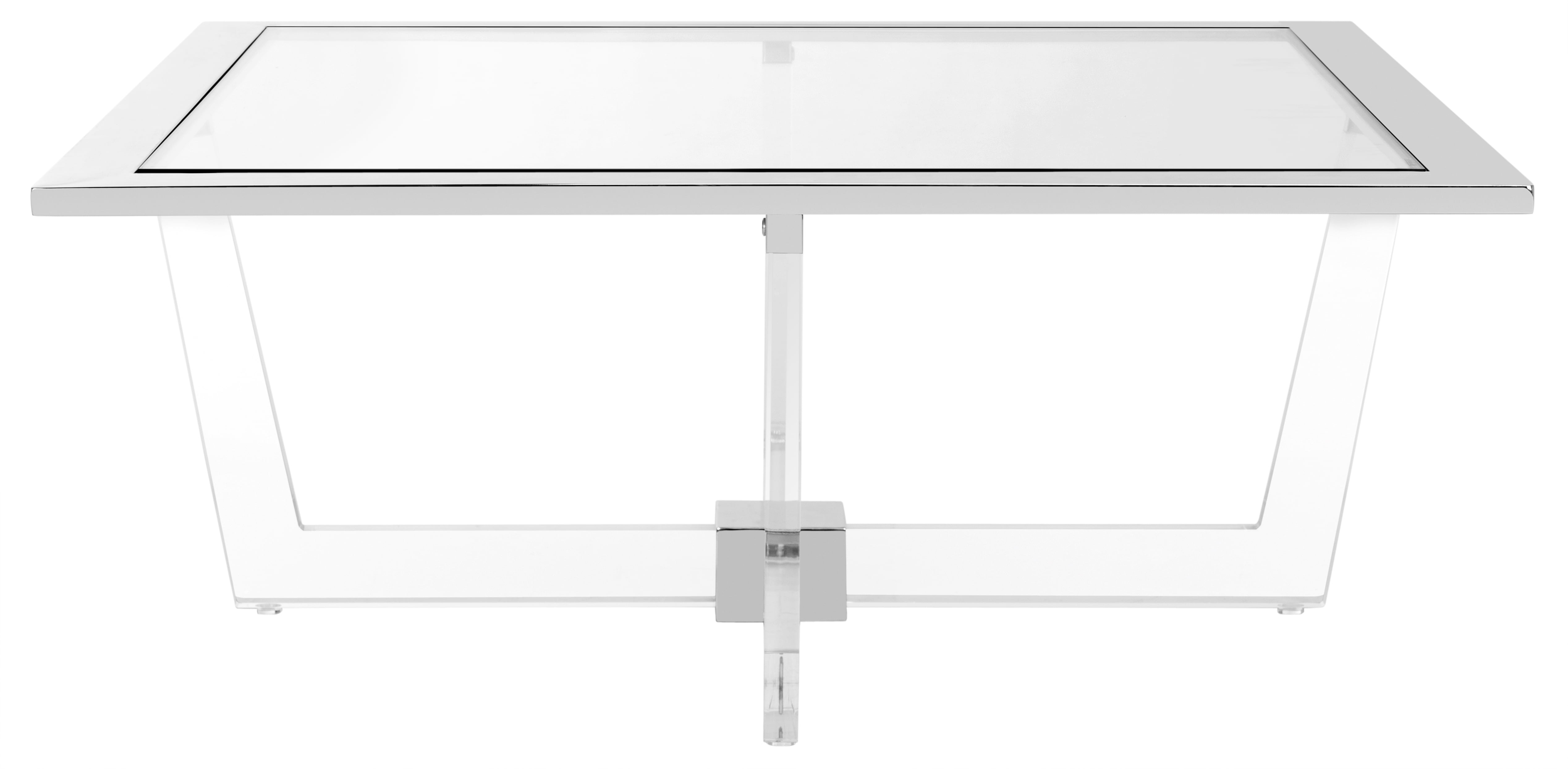 Elysian 39'' Silver Glass & Acrylic Square Coffee Table with Storage