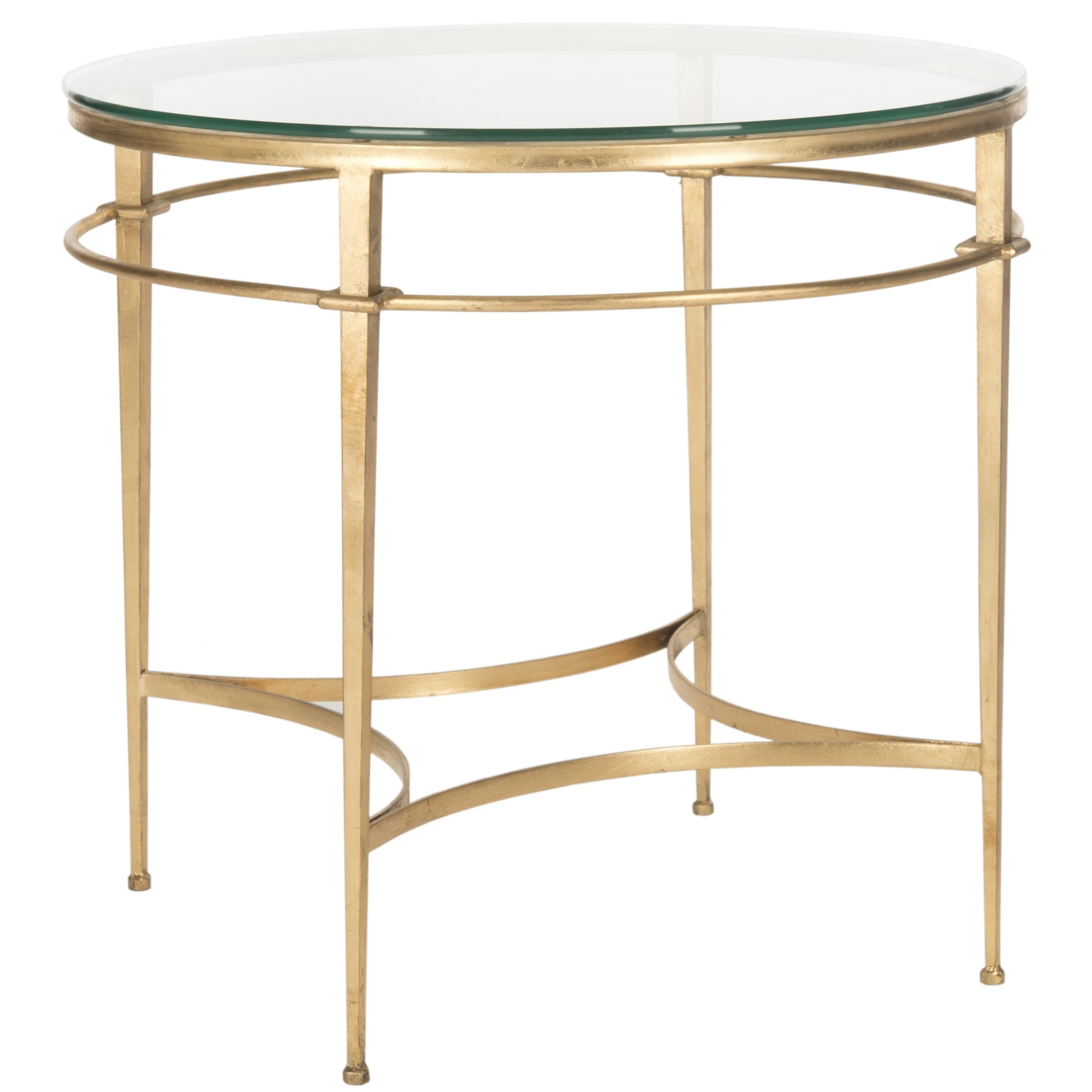 Ingmar Round Antique Gold Metal and Glass Side Table